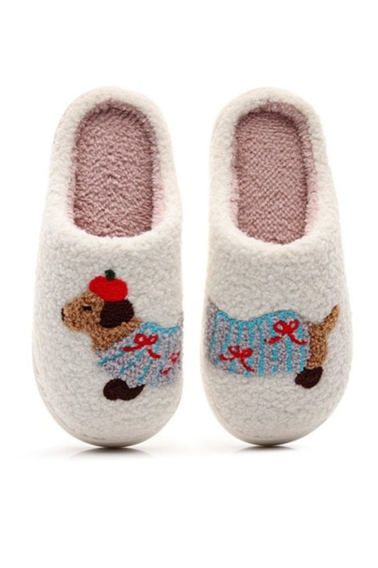 Dog Sherpa Slip On Slippers