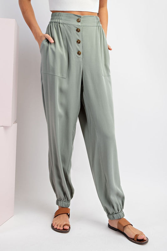 Sage Button Down Joggers