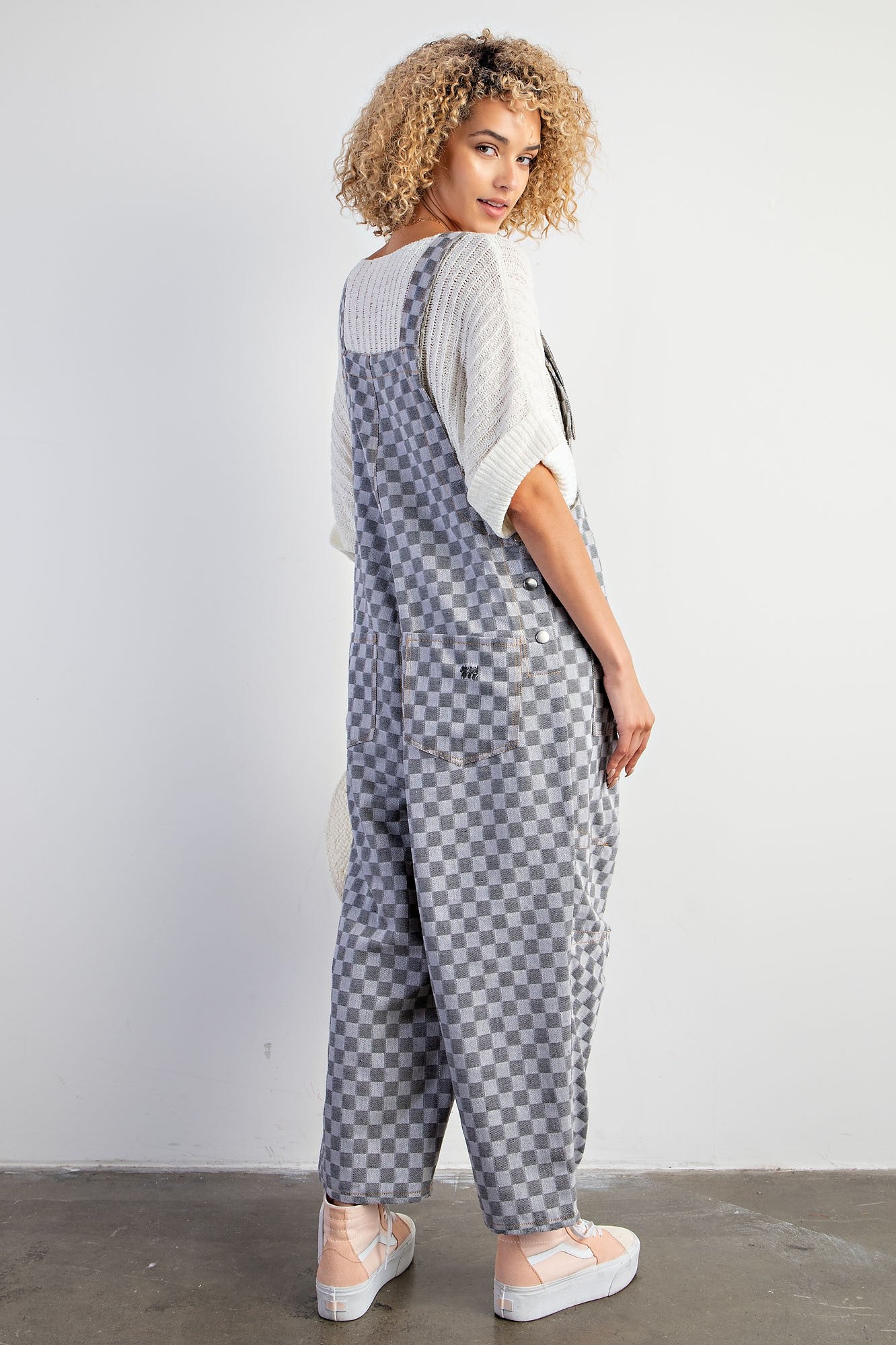 Checkered Washed Twill Jumpsuit