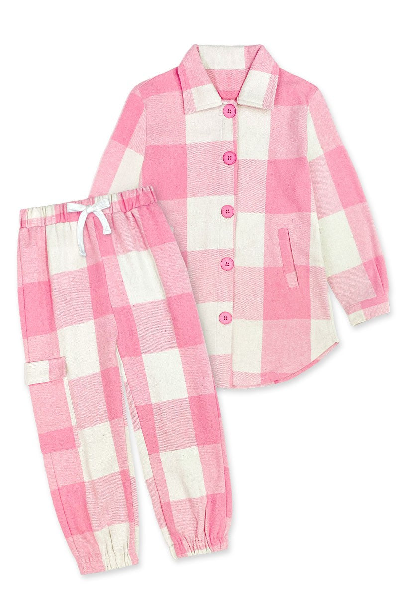 Toddler Pink Plaid Flannel Set