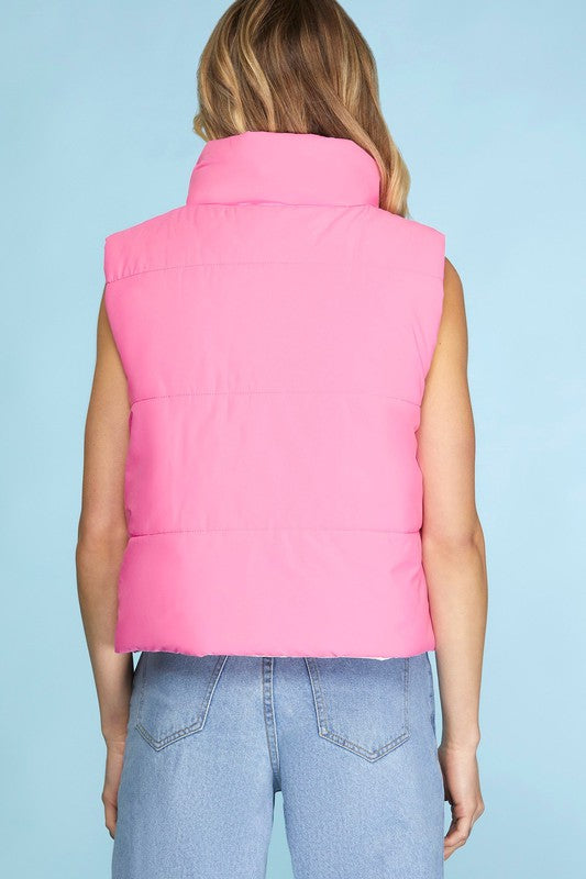 Bubble Gum Reversible Puffer Vest