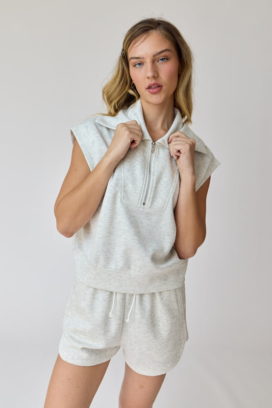 Blake Half Zip Cropped Sweatshirt & Shorts Set
