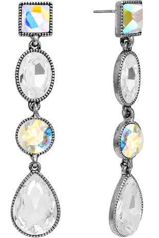 Multi Shape Glass Crystal Post Earrings