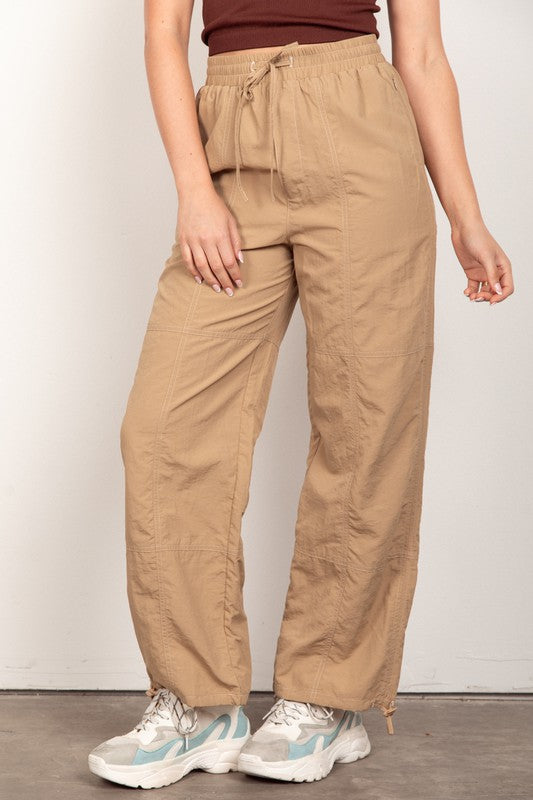 Mocha Woven Parachute Jogger Pants