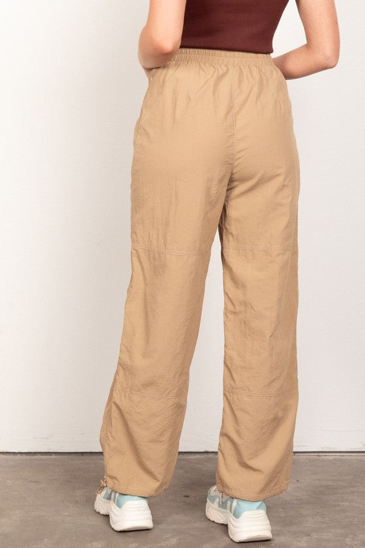 Mocha Woven Parachute Jogger Pants