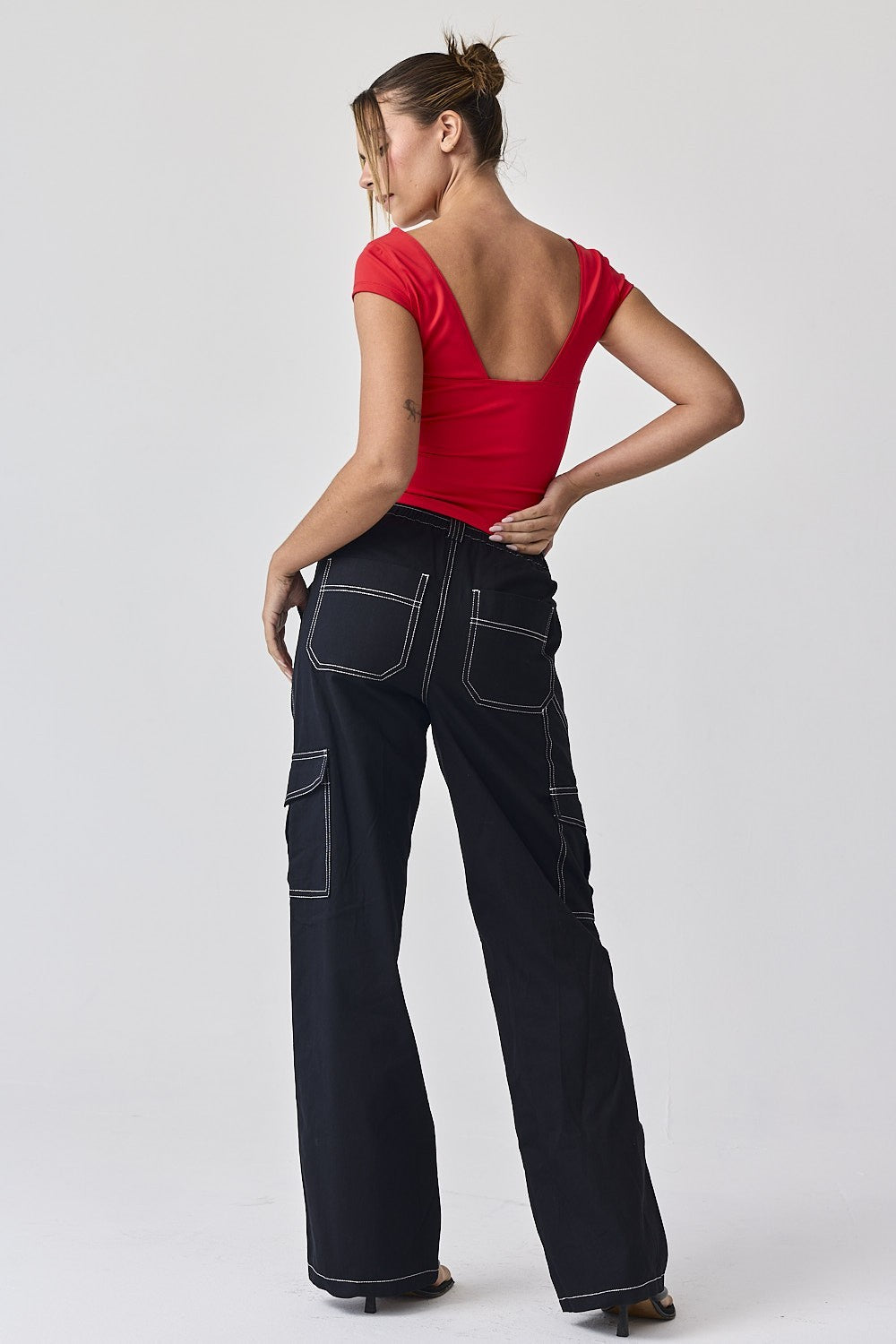 Julia Contrasting Stitch Cargo Pants