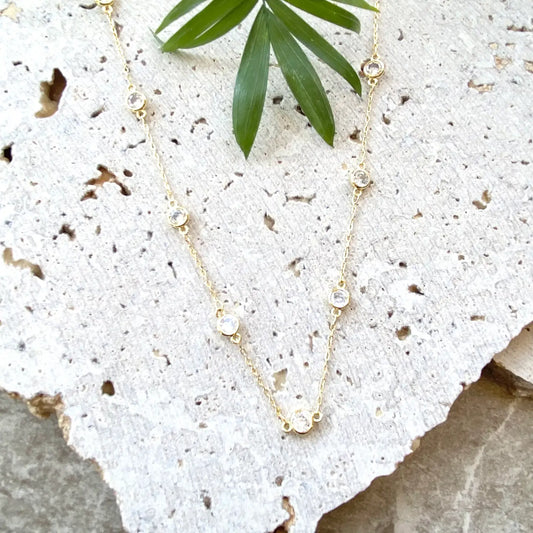 18" Gold & Crystal Necklace