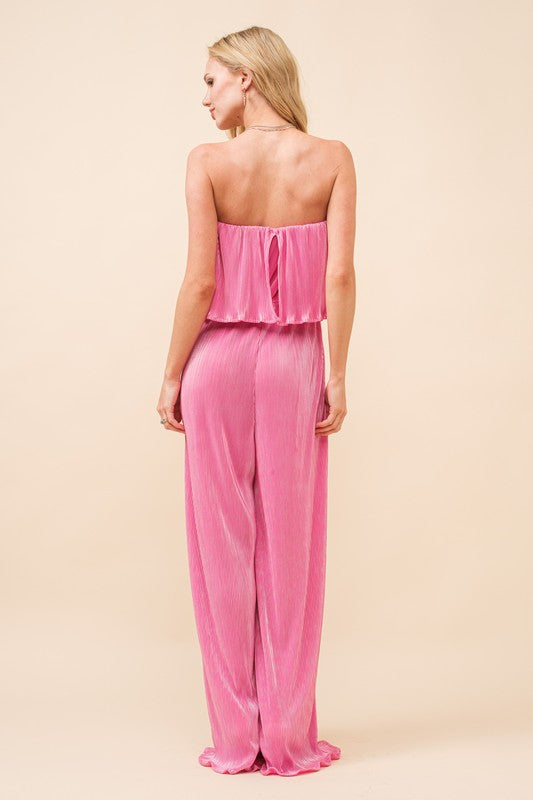 Plisse Pleated Tiered Tube Jumpsuit