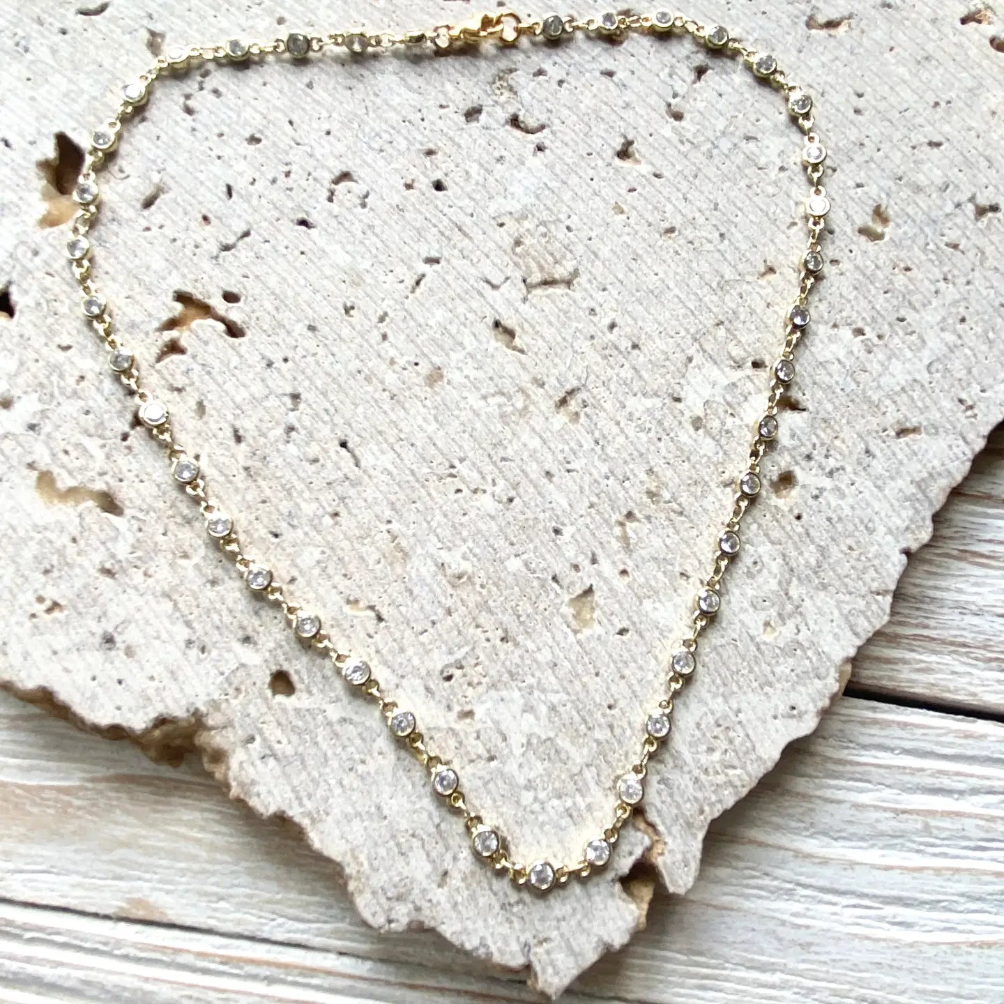 16" Gold & Crystal Layering Necklace
