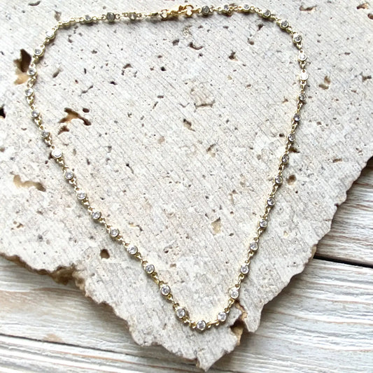 16" Gold & Crystal Layering Necklace
