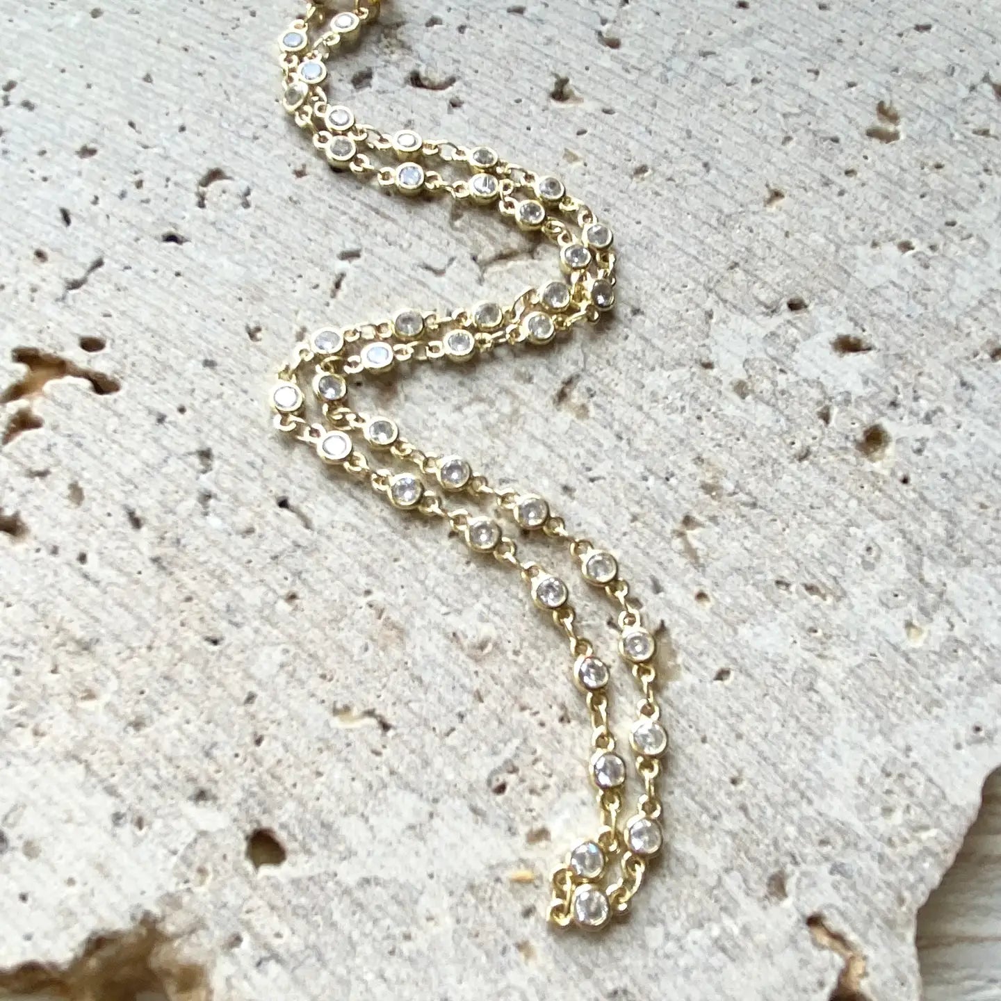 16" Gold & Crystal Layering Necklace