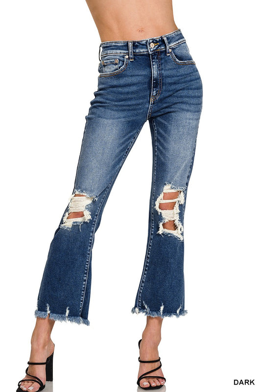 Distressed Knee & Hem Denim Jeans