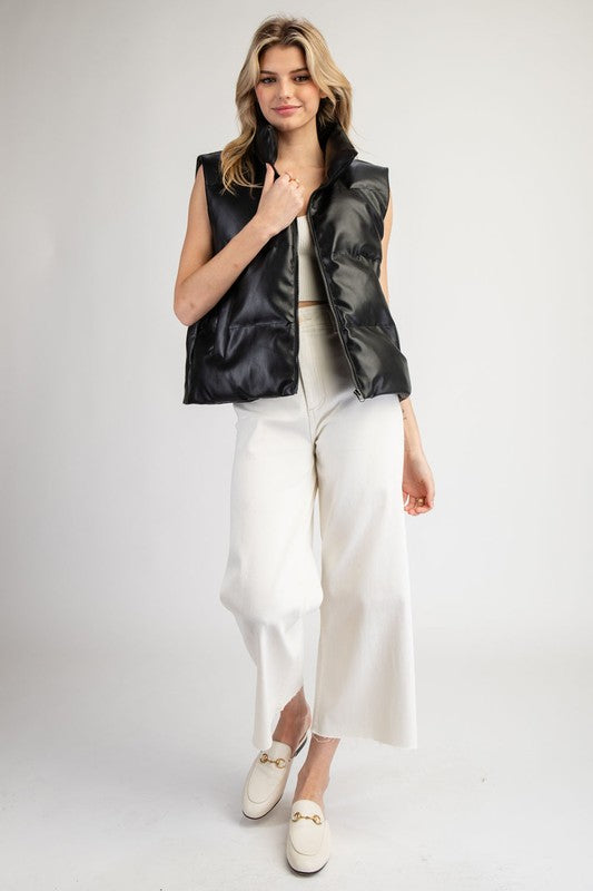 Solid Black Puffer Vest