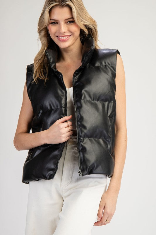 Solid Black Puffer Vest