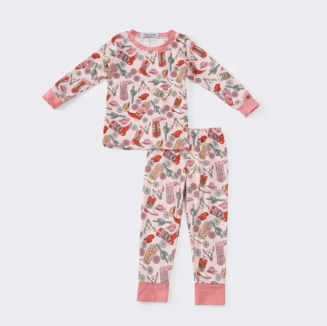 Pink Western Girl Pajamas Set