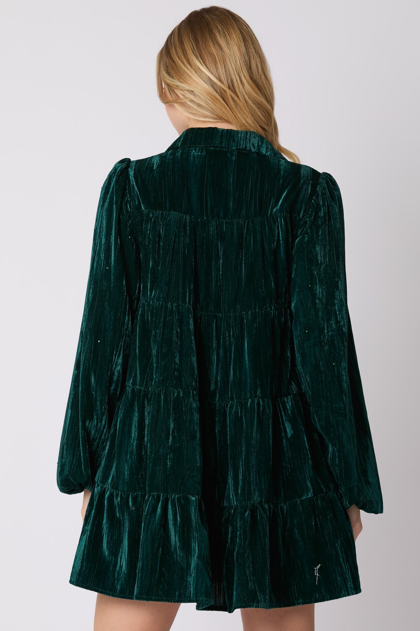 Hunter Green Crushed Velvet Mini Dress