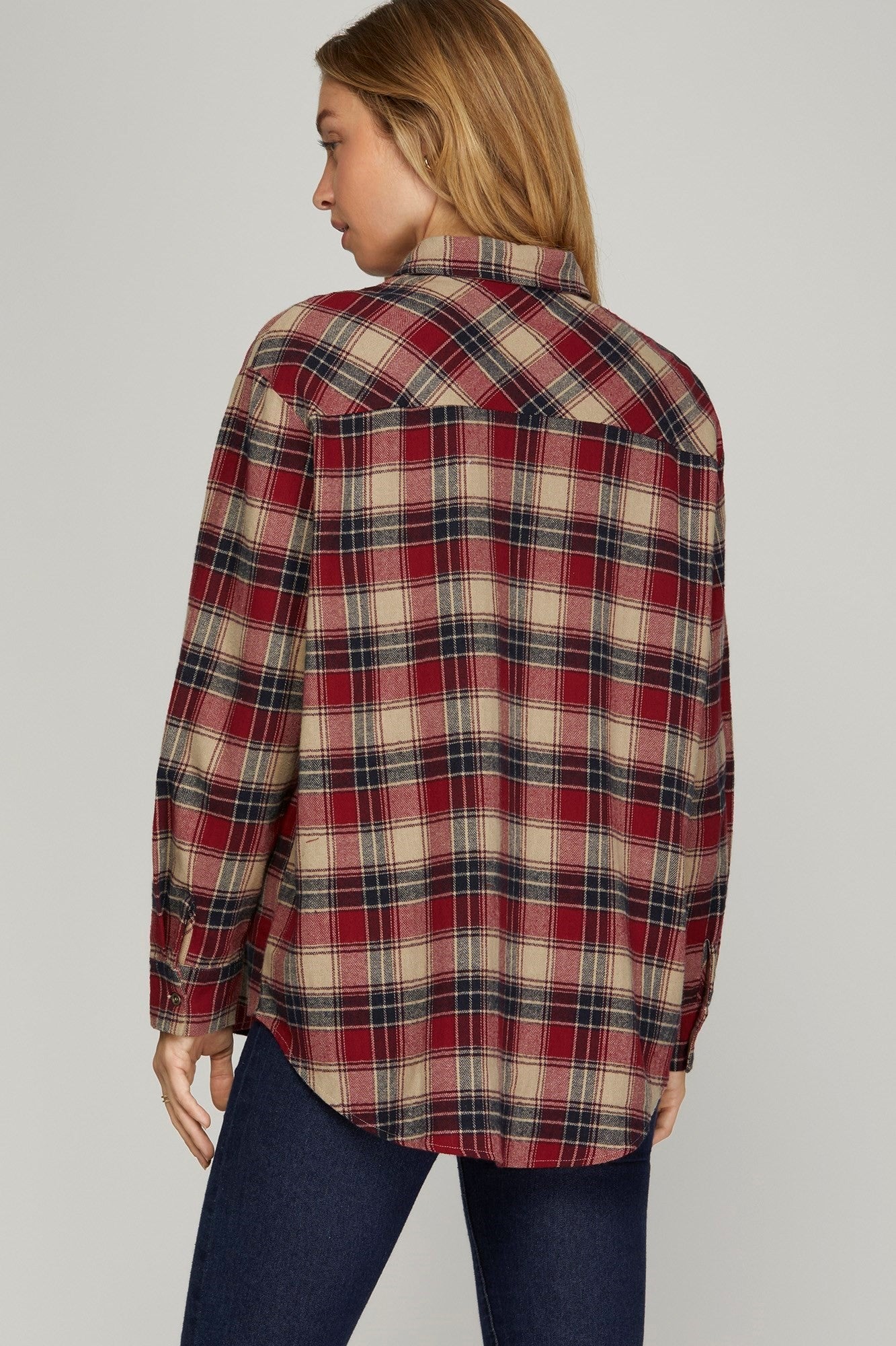 Red Plaid Woven Shirt