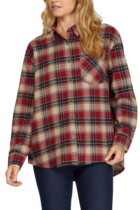 Red Plaid Woven Shirt