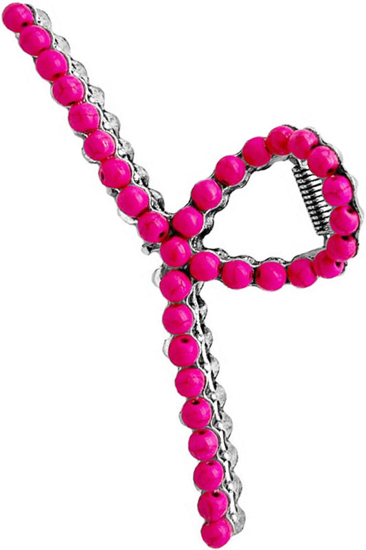 Pink Bead Swirl Hair Clip