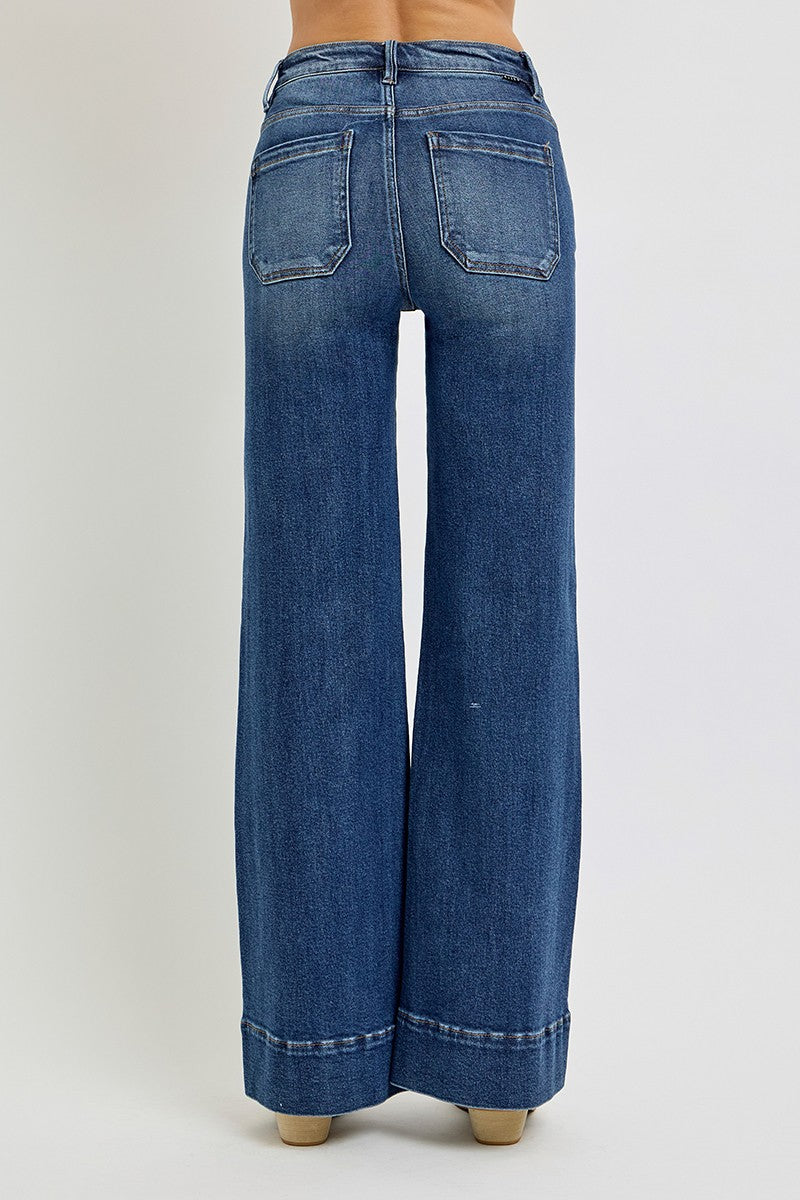 Risen High Rise Flare Patch Pocket Jeans