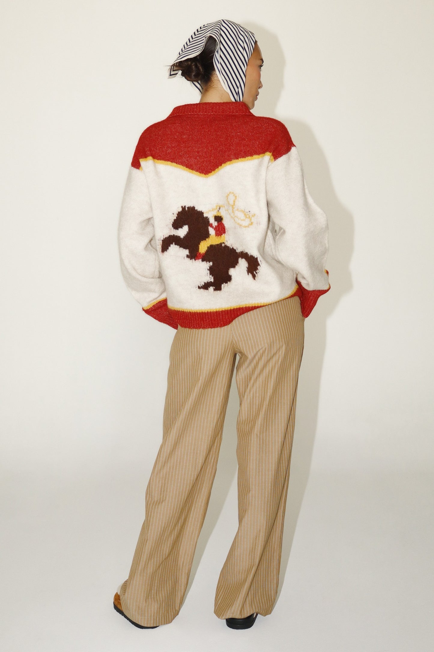 Rodeo Cowboy Oatmeal & Red Knit Sweater