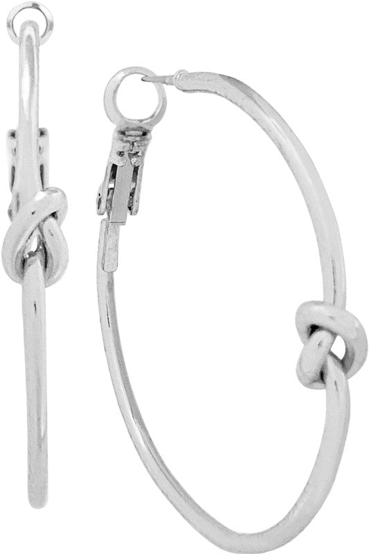 Silver Love Knot Hoop Earring