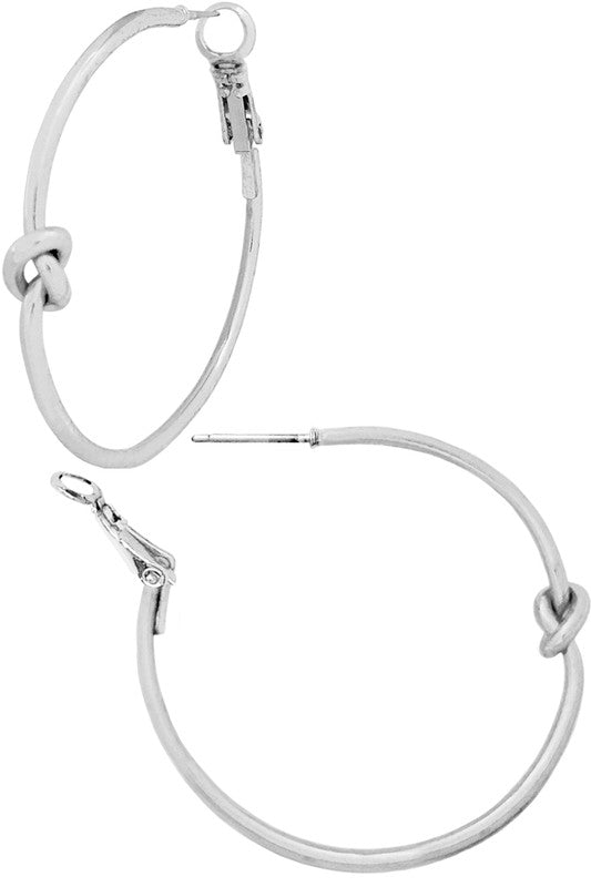 Silver Love Knot Hoop Earring