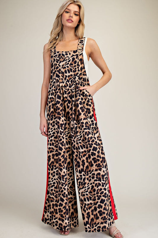 Leopard Print Side Track Jumpsuit