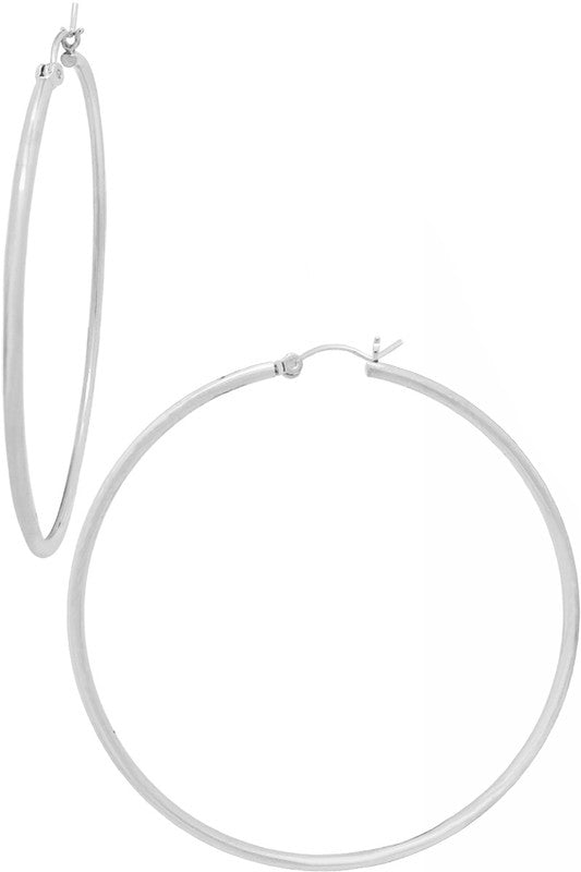 Silver Plain Hoop Earring 2.5"