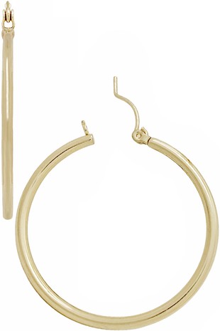 Gold Plain Hoop Earring 1.25"