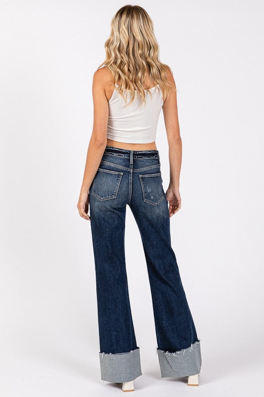 Mid Rise Relaxed Flare Cuff Hem