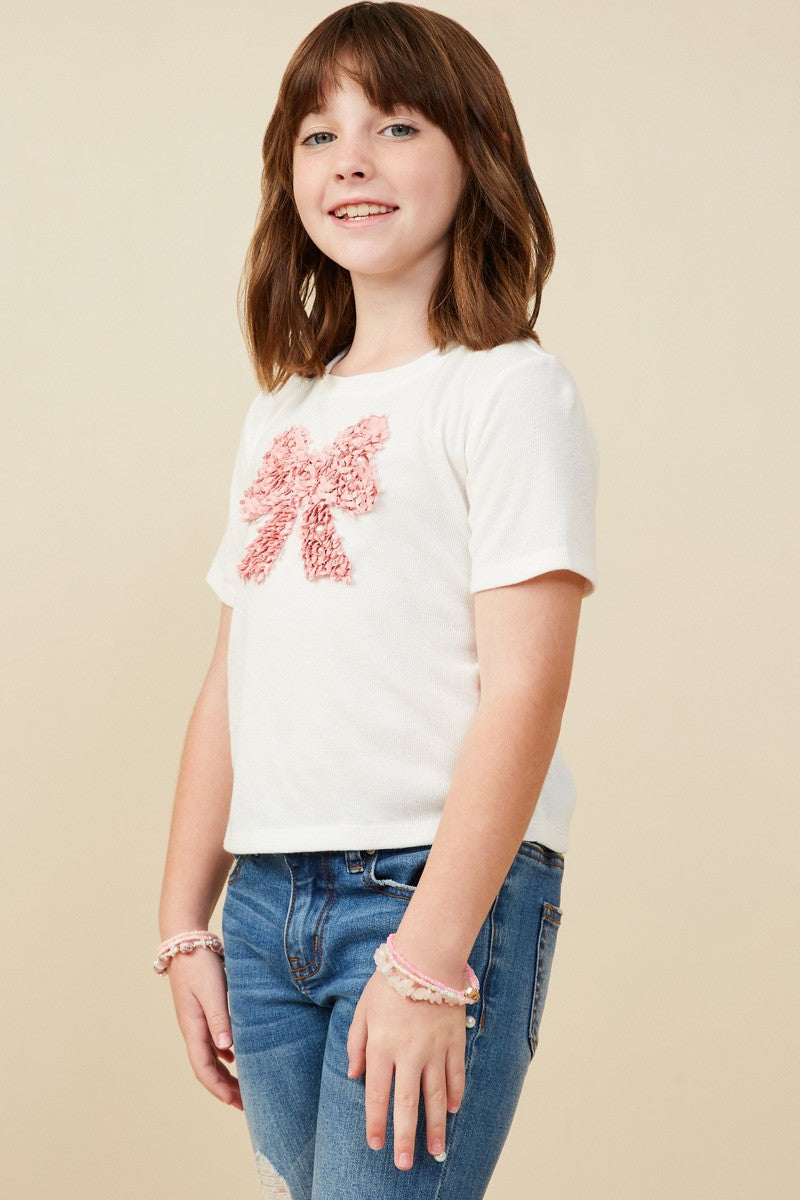 Girls Pearl Detailed Bow Patch Shirt