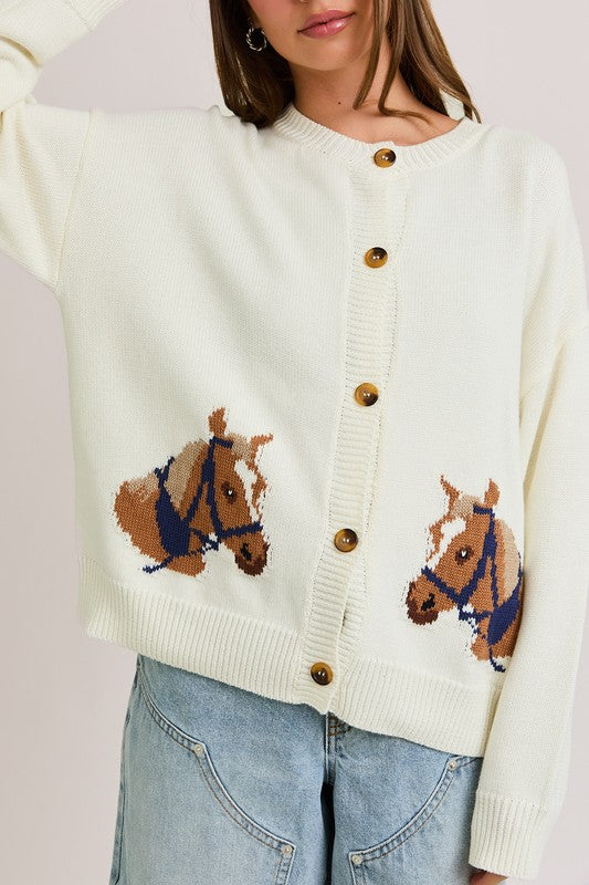 Horse Long Sleeve Cardigan