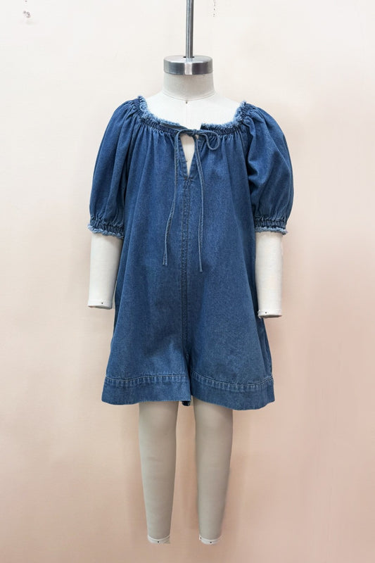 Girls Washed Denim Romper