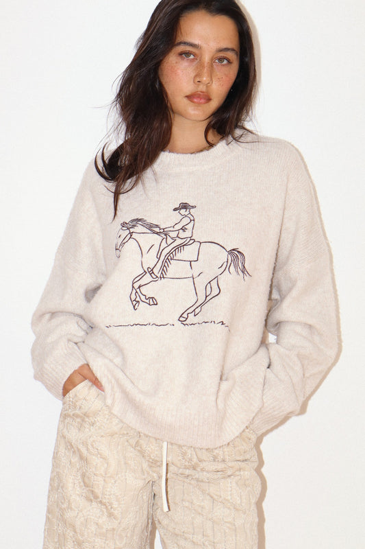 Embroidered Cowboy Sweater