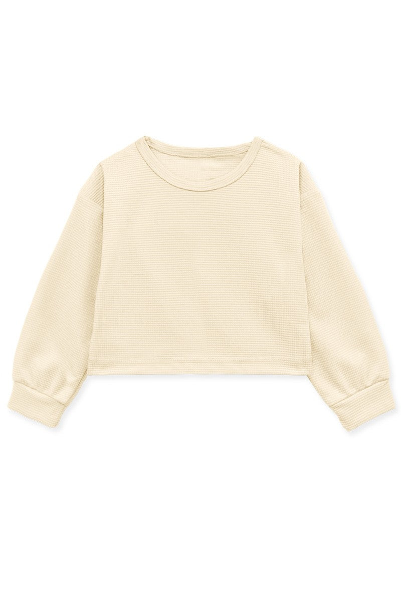 Girls Honeycomb Pullover- Beige