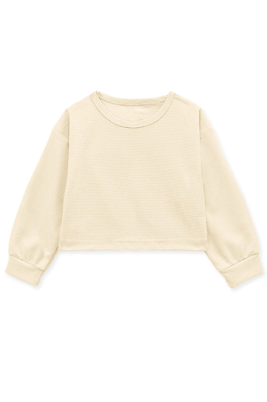 Girls Honeycomb Pullover- Beige