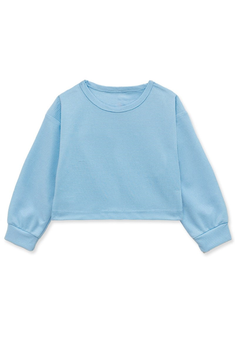 Girls Honeycomb Pullover- Blue