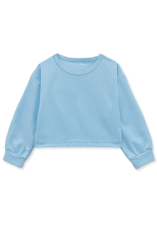Girls Honeycomb Pullover- Blue