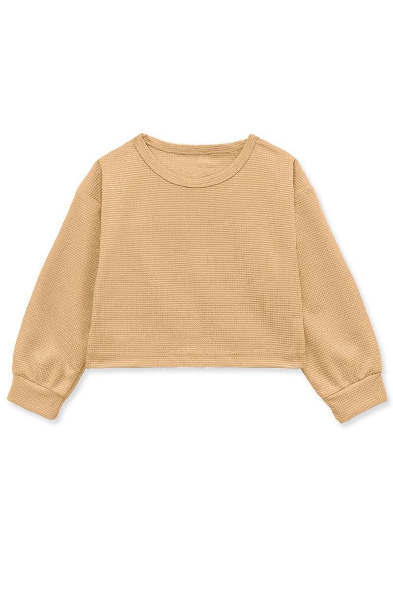 Girls Honeycomb Pullover- Camel