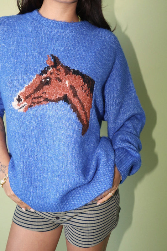 Royal Blue Horse Knit Sweater