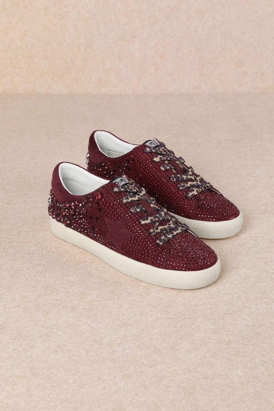 Goldie Burgandy Embellished Sneaker