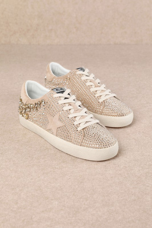Goldie Beige Embellished Sneaker