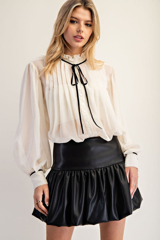 Black Pleather Mini Bubble Skirt