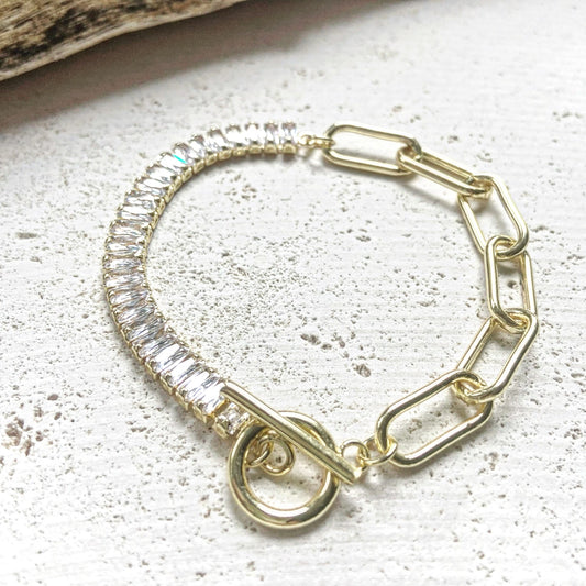 Crystal Baguette & Paperclip Bracelet