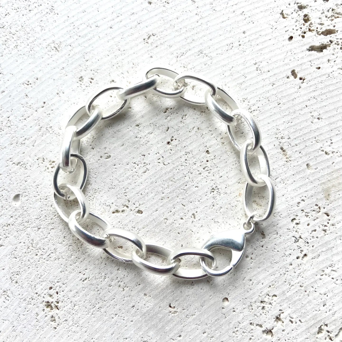 Chunky Matte Silver Bracelet