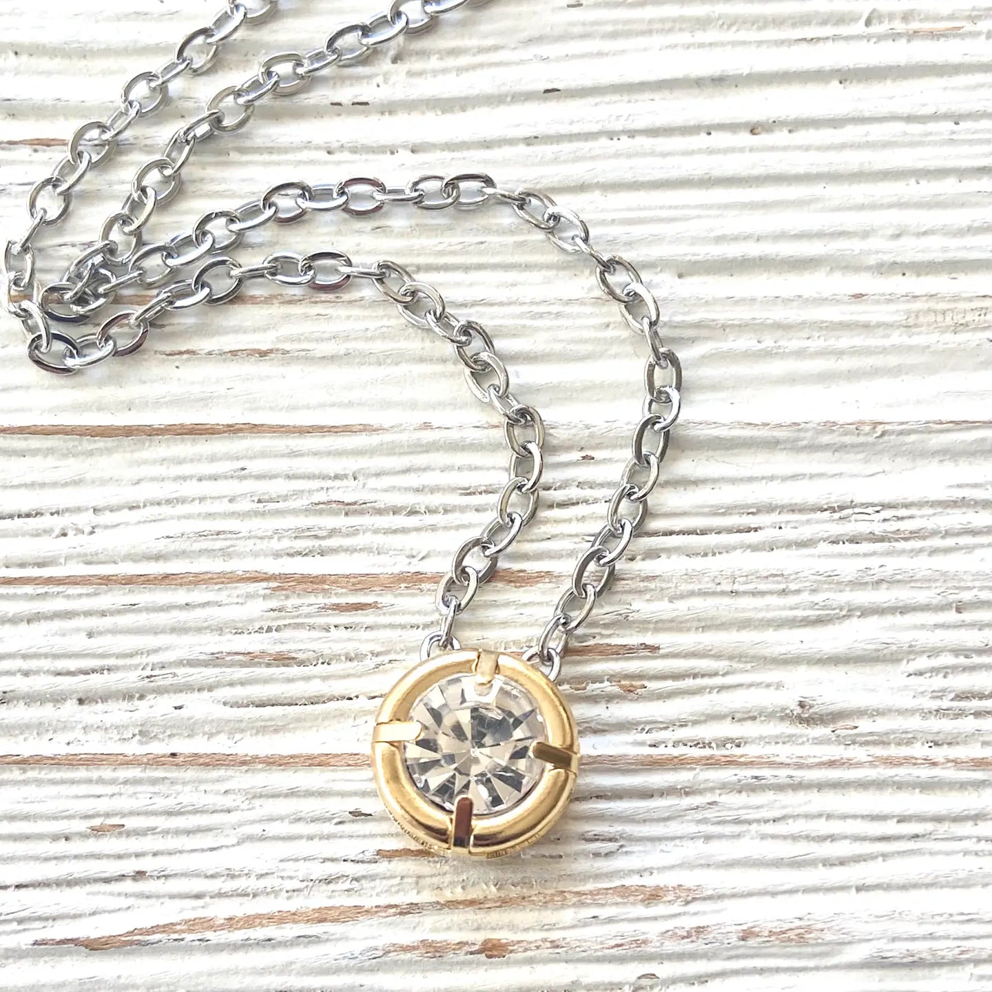 Mixed Metal Single Crystal Necklace