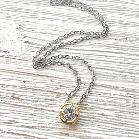 Mixed Metal Single Crystal Necklace