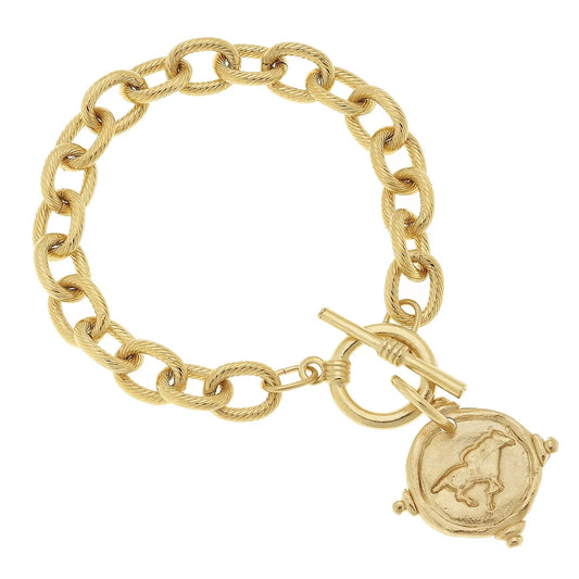 Gold Intaglio Race Horse Bracelet