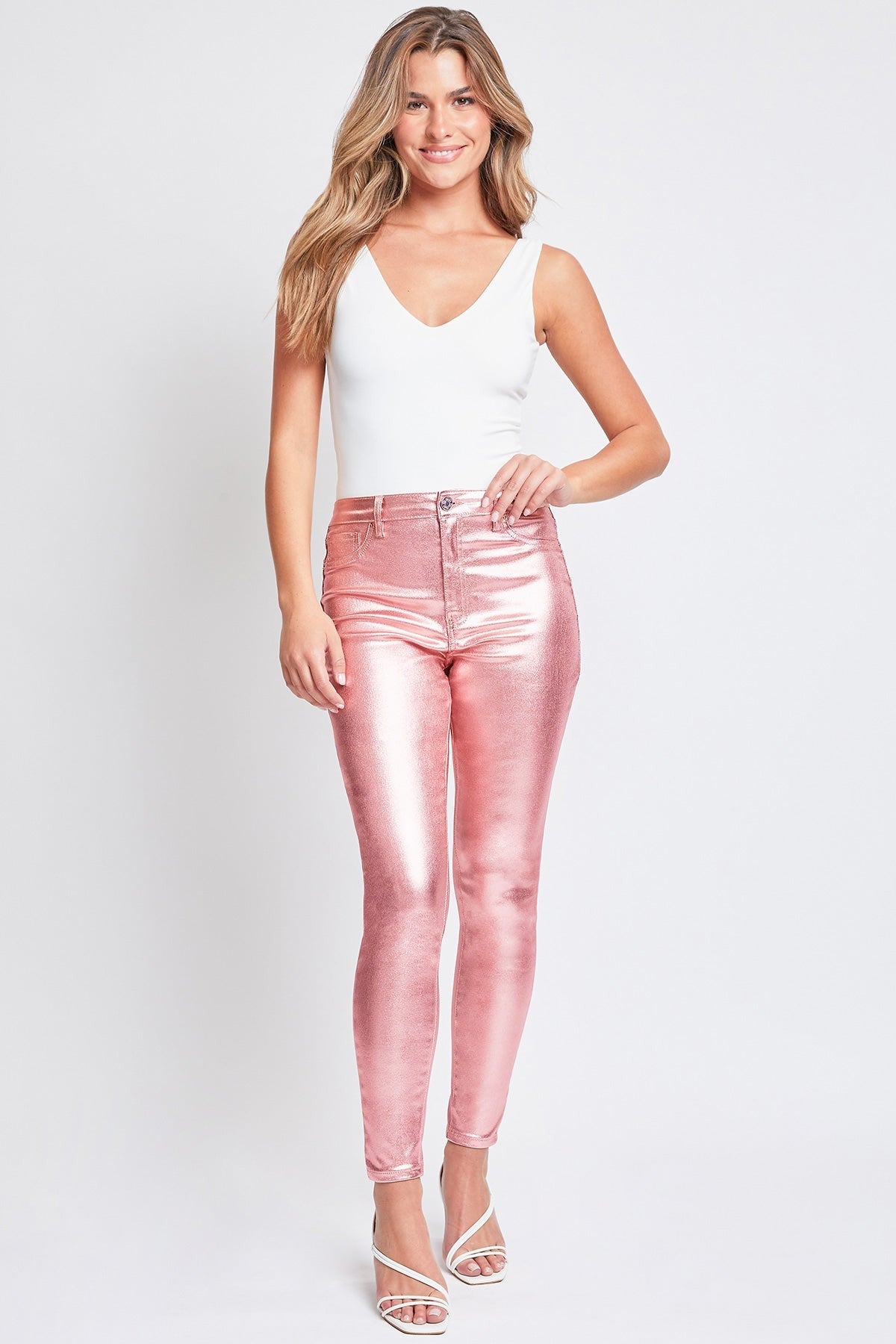 Pink Metallic Hyperstretch Skinny Pant